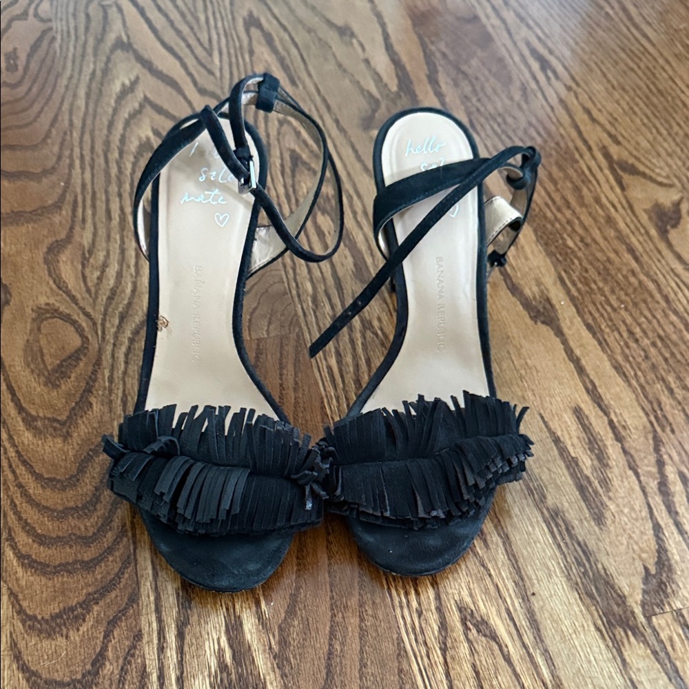 Banana Republic Suede Black Fringe Heels
